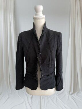 MAGASCHONI Black Button Front Blazer Jacket Size 2
